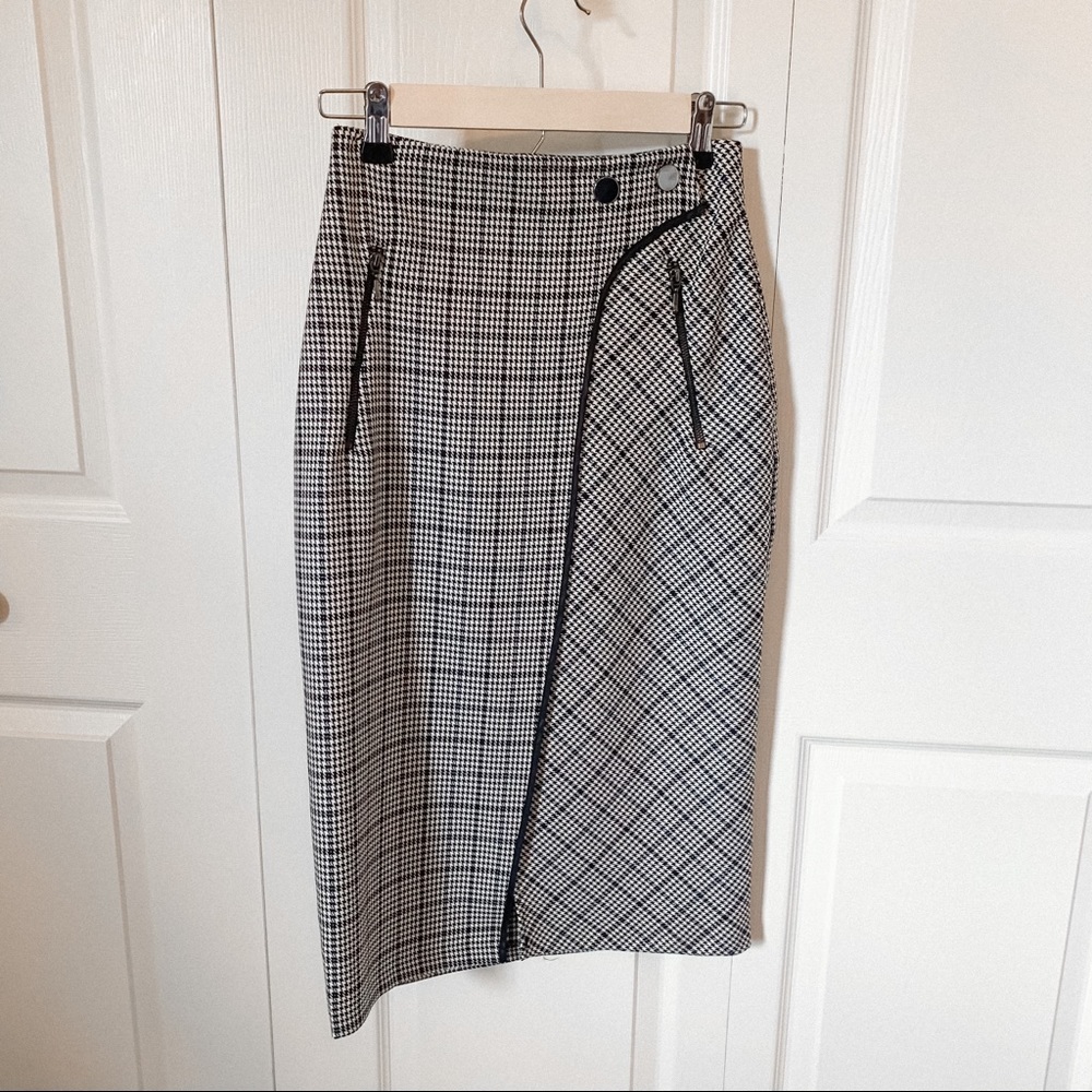Zara Check Wrap Split Skirt